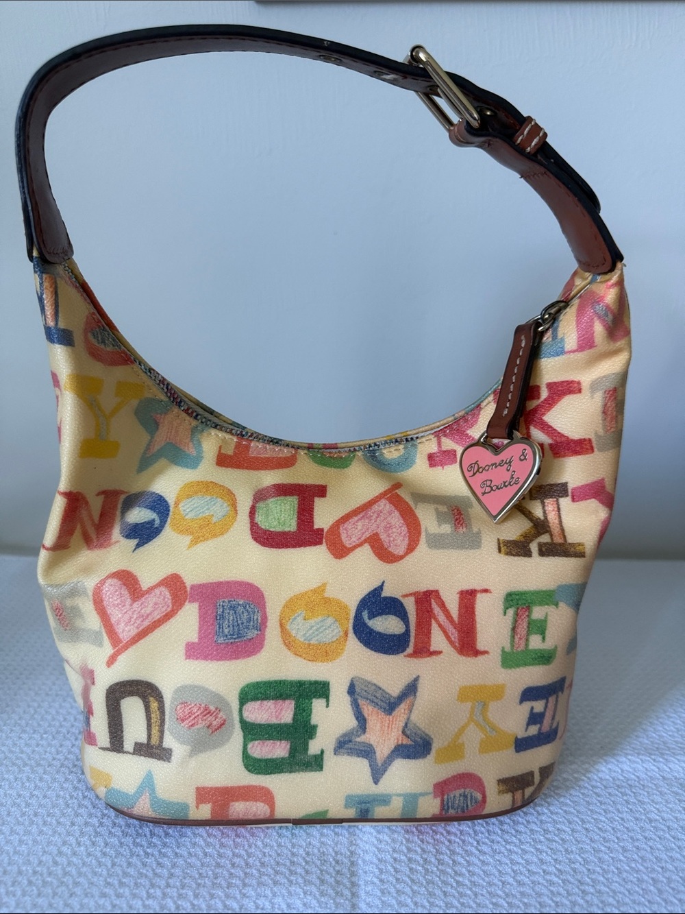DOONEY & BOURKE Vintage Y2K Crayon Graffiti Logo Print Hobo Shoulder Bag - Picture 3 of 13